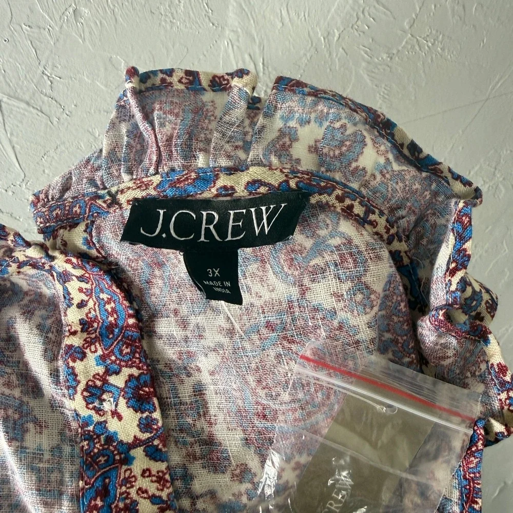 NEW J. Crew Women's Shirt 3X Floral Fleur Top BP777 Linen Sleeveless Floral CC1